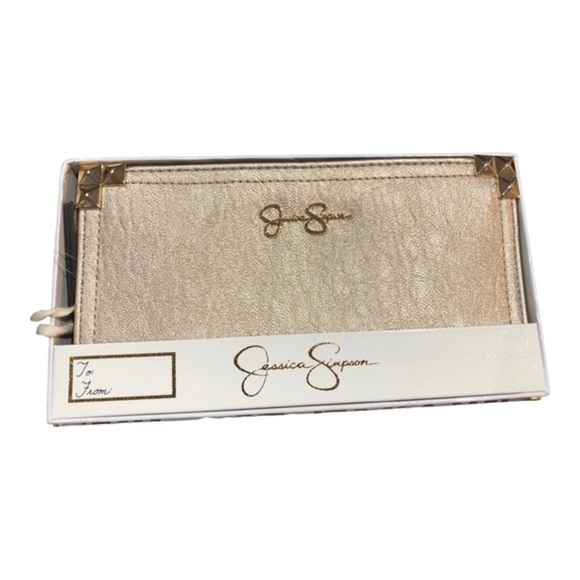 Jessica Simpson metallic clutch wristlet wallet new in box - Picture 4 of 14